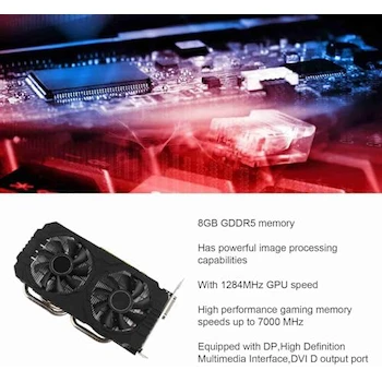 Imagen 3 de Yosoo Health Gear Tarjeta Gráfica AMD Radeon RX 580 8GB GDDR5 256 bits Modelo RX580 8GB PCI Express 3.0 Negro