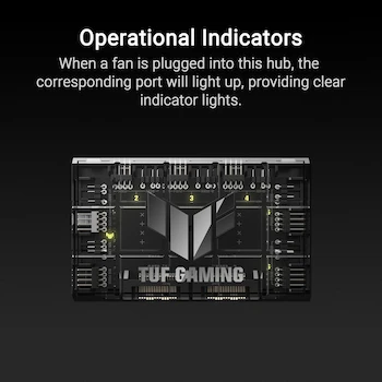 Imagen 4 de ASUS TUF Gaming ARGB PWM Hub de Ventilador, Modelo B0DM72FZYS, Serie TUF Gaming, Color Negro, Capacidad para 6 Ventiladores, Tamaño 115 x 69 x 17.7 mm, Peso 81.5 g