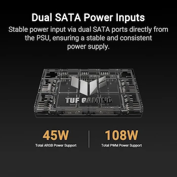 Imagen 5 de ASUS TUF Gaming ARGB PWM Hub de Ventilador, Modelo B0DM72FZYS, Serie TUF Gaming, Color Negro, Capacidad para 6 Ventiladores, Tamaño 115 x 69 x 17.7 mm, Peso 81.5 g