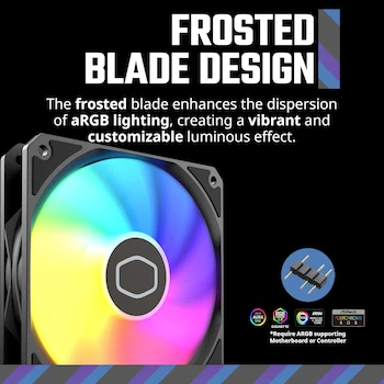 Imagen 5 de Cooler Master MasterFan MF120 Lite ARGB Negro 120mm 3-Pack Ventiladores con Iluminación aRGB Modelo MFW-B2DN-173PA-R1