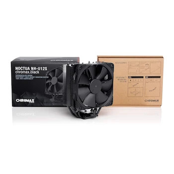 Imagen 4 de Noctua NH-U12S chromax.black, Disipador de CPU de 120 mm y una Sola Torre, Color Negro, Modelo NH-U12S chromax.black, Serie chromax.black, Dimensiones 158x125x71 mm, Peso 755 g, Ventilador NF-F12 PWM chromax.black de 120x120x25 mm