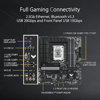 Imagen 5 de ASUS TUF Gaming B760M-PLUS WiFi II Intel B760 LGA 1700 mATX Placa Base Negra DDR5 WiFi 6E