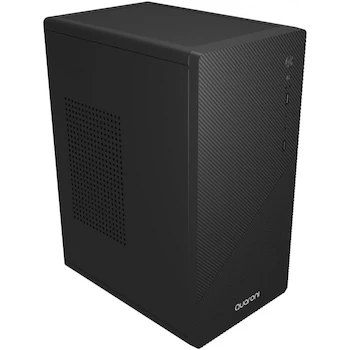 Imagen 3 de Gabinete Micro Torre Quaroni Micro ATX/Mini ITX – Fuente 500W, 1 Ventilador Incluido, 2 USB 2.0, Panel Zigzag, Negro, Compacto y Elegante
