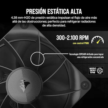 Imagen 4 de CORSAIR iCUE Link RX120 (CO-9051010-WW) - Ventiladores PWM de 120 mm con iCUE Link System Hub - Paquete Triple - Negro
