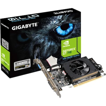 Imagen alusiva al producto Gigabyte VC-625 Tarjeta de Video NVIDIA GeForce GT 710 2GB DDR3 64-bit Bajo Perfil PCIe x8 DVI HDMI VGA