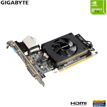 Imagen 3 de Gigabyte VC-625 Tarjeta de Video NVIDIA GeForce GT 710 2GB DDR3 64-bit Bajo Perfil PCIe x8 DVI HDMI VGA