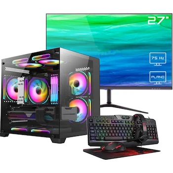 Imagen de referencia para Lucky Owl PC Gamer de Escritorio con Procesador Ryzen 7 5700G, Tarjeta Madre A520M K V2, RAM DDR4 32GB 3200MHz, SSD 1TB, Adaptador WiFi, Fuente de Poder 550W, Combo con Monitor 27" y Kit de Teclado Incluido