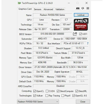 Imagen 4 de SAPLOS Radeon RX 550 Tarjeta Gráfica de Perfil Bajo, 4 GB GDDR5 128 bits, HDMI VGA DVI-D, Tarjeta de Video para Juegos de PC, GPU de Computadora