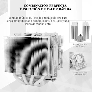 Imagen 4 de Thermalright Peerless Assassin 90SE Refrigerador de Aire de CPU Blanco, Torres Dobles, Ventilador de CPU de 110mm, Dimensiones 94x94x110mm, Radiador de Ordenador para AMD AM4 AM5 / Intel LGA1851/1700/115X/1200