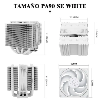 Imagen 5 de Thermalright Peerless Assassin 90SE Refrigerador de Aire de CPU Blanco, Torres Dobles, Ventilador de CPU de 110mm, Dimensiones 94x94x110mm, Radiador de Ordenador para AMD AM4 AM5 / Intel LGA1851/1700/115X/1200