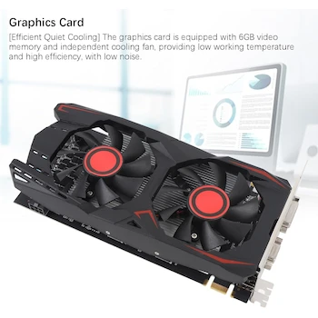 Imagen 2 de Denash Tarjeta Gráfica GDDR5 6GB 192 bits 783MHz Frecuencia Núcleo con HD Multimedia Interface DVI VGA Negra