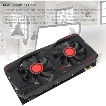 Imagen 4 de Denash Tarjeta Gráfica GDDR5 6GB 192 bits 783MHz Frecuencia Núcleo con HD Multimedia Interface DVI VGA Negra