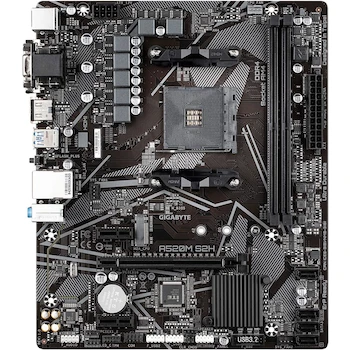 Imagen 2 de Placa Madre Gigabyte A520M S2H Rev. 1.x MicroATX Chipset AMD A520 Socket AM4 Color Negro Dimensiones 24.4x20.5cm Soporta Procesadores AMD Ryzen 5000/5000G/4000G/3000/3000G Series Memoria Max 64GB DDR4 2 DIMM 1 M.2 4 SATA