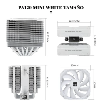 Imagen 5 de Thermalright Peerless Assassin 120 MINI Enfriador de Aire CPU Dual Tower Blanco, Modelo con Ventiladores TL-D12W, Serie Peerless Assassin, Tamaño Compacto 135mm Altura