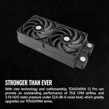 Imagen 4 de Thermaltake TOUGHFAN 14 Pro Ventilador de Alta Presión Estática 140 mm Negro PWM (Paquete de 2) CL-F160-PL14BL-A