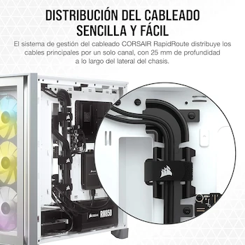 Imagen 5 de Corsair iCUE 4000X RGB Chasis ATX Semitorre con Cristal Templado - Paneles Frontal y Lateral de Cristal Templado - Tres Ventiladores RGB de 120 mm Incluidos - Modelo CC-9011205-WW - Color Blanco