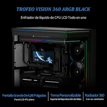 Imagen de referencia para Thermalright Trofeo Vision 360 ARGB Negro Enfriador Líquido CPU AIO 360mm con Pantalla LCD a Color 6.86 Pulgadas, Serie Trofeo Vision, Color Negro