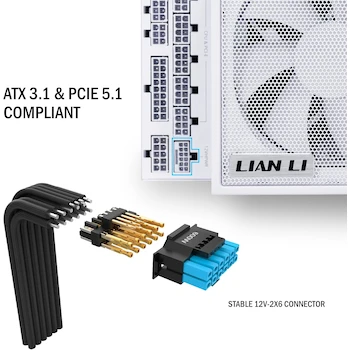 Imagen 3 de Lian Li Edge Series Fuente de Alimentación Modular Completa 1300W Blanco Modelo EG1300WE.US