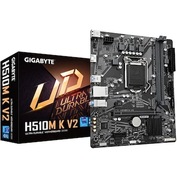 Imagen de referencia para GIGABYTE H510M K V2 Placa Base Motherboard Micro ATX Intel H510 LGA 1200 Socket para 11th/10th Gen Core Procesadores DDR4 Dual Channel 2 DIMMs Negro