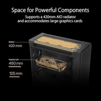 Imagen 3 de ASUS ProArt PA602 E-ATX Gabinete para Computadora Full Tower Negro con Soporte Radiador 420 mm y Ventiladores Preinstalados 2x200 mm Frontales