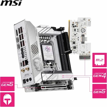 Imagen 5 de MSI MPG Z890I EDGE TI WIFI Placa Base Motherboard Mini-ITX Intel Z890 LGA 1851 DDR5 Blanco White