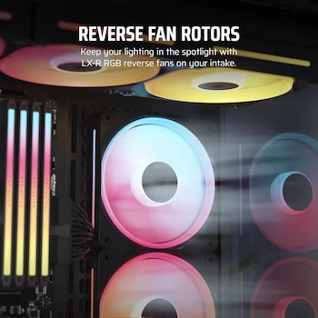 Imagen 3 de Corsair iCUE Link LX120-R RGB 120mm Ventilador Inverso PWM – Kit de Triple Ventilador – Negro