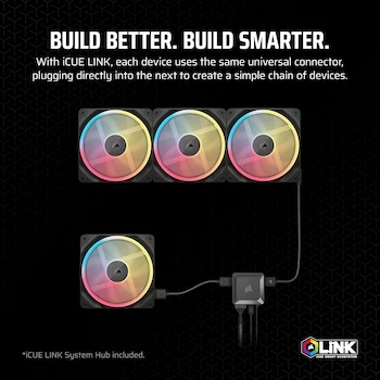 Imagen 5 de Corsair iCUE Link LX120-R RGB 120mm Ventilador Inverso PWM – Kit de Triple Ventilador – Negro