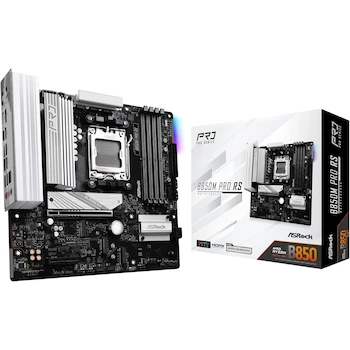 Imagen de referencia para Placa Base ASRock B850M Pro RS, Serie Pro RS, Chipset AMD B850, Socket AM5, Formato Micro ATX, Color Negro, Dimensiones 24.4 cm x 24.4 cm