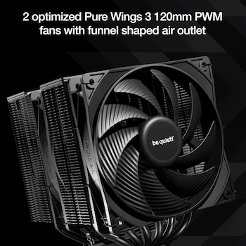 Imagen 4 de be quiet! Pure Rock Pro 3 Black Enfriador de Aire para CPU Double Tower Negro con Ventiladores Pure Wings 3 120mm PWM Compatible AMD AM5/AM4 Intel LGA 1700/1200/115X/1851