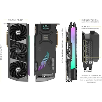 Imagen 2 de ZOTAC Gaming GeForce RTX™ 3090 Ti AMP Extreme Holo 24GB GDDR6X 384-bit 21 Gbps PCIE 4.0 Tarjeta gráfica para Juegos, HoloBlack, ZT-A30910B-10P