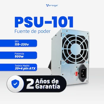 Imagen 2 de Vorago Fuente de Poder 500W ATX PSU-101 20+4 Pines x 1, CPU 4 Pines x 1, SATA x 2 Periféricos 4 Pines x 2, Floppy 4 Pines x 1