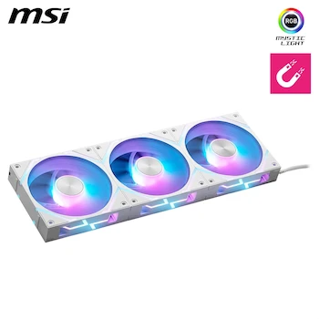 Imagen 2 de Ventilador MSI MPG EZ120 ARGB WHITE-3W - Pack de 3 Ventiladores ARGB de 120 mm, Color Blanco, Serie MPG