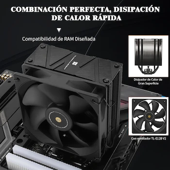 Imagen 3 de Thermalright Assassin Spirit 120 EVO DARK CPU Aire enfriador con tubos de calor de 4×6mm,156mm de altura,para Intel 1700/1150/1151/1200,AMD: AM4 AM5,LGA17XX enfriador de PC