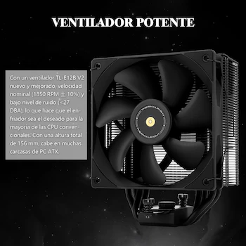 Imagen 4 de Thermalright Assassin Spirit 120 EVO DARK CPU Aire enfriador con tubos de calor de 4×6mm,156mm de altura,para Intel 1700/1150/1151/1200,AMD: AM4 AM5,LGA17XX enfriador de PC