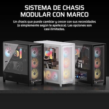 Imagen 3 de Corsair FRAME 5000D RS ARGB Caja Mid-Tower para PC, Color Negro, Serie FRAME 5000D, Modelo CC-9011309-WW, Dimensiones 556mm (Largo) x 250mm (Ancho) x 542mm (Altura), Capacidad Bahías 2x3.5" y 6x2.5", Panel Vidrio Templado