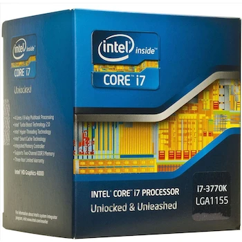 Imagen de referencia para Procesador Intel Core i7-3770K, Modelo i7-3770K, Serie Intel Core i7-3700 Desktop, Socket LGA 1155 (H2), Para PC, Gráficos Integrados Intel HD Graphics 4000, 4 Núcleos, 8 Hilos, Caché 8 MB, Tamaño 37.5 x 37.5 mm, Altura 40 mm