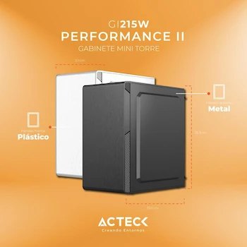 Imagen 5 de Acteck Gabinete Mini Torre Performance II GI215W / Soporte MB Micro ATX Mini ITX / Fuente ATX 500 W / 2X USB 2.0 / Panel Izq Acrilico + Frente Solido / Negro / Dimensiones 32.5x20x35.3 cm / Peso 2.35 kg