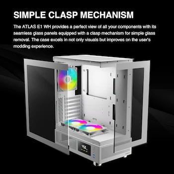 Imagen 4 de GAMDIAS ATLAS E1 WH - Carcasa para Computadora ATX de Torre Media Blanca, Tamaño 360 x 210 x 480 mm, Peso Neto 6.3 kg