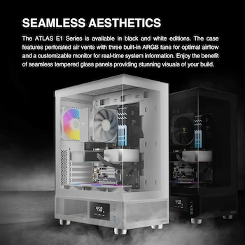 Imagen 5 de GAMDIAS ATLAS E1 WH - Carcasa para Computadora ATX de Torre Media Blanca, Tamaño 360 x 210 x 480 mm, Peso Neto 6.3 kg