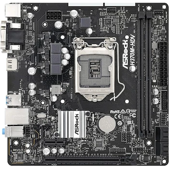 Imagen 2 de ASRock H370M-HDV Placa Base Motherboard Micro ATX LGA1151 Socket 1151 Intel H370 Chipset DDR4 64GB Negro Sapphire Black PCB