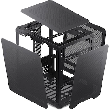 Imagen 4 de JONSBO C6 Black Mini MATX Mesh Case w/ Handle, Micro ATX/ITX Chassis, Mini-Tower, Dims: 202x266x295.2mm, Alloy Steel, Max PSU:185mm, GPU:255mm, CPU Cooler:75mm, Drives:3.5HDDx1/2.5SSDx2, Front: USB-C/USB3.0/Audio/Mic
