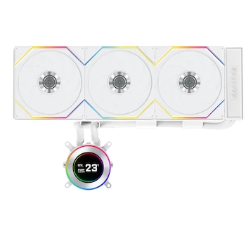 Imagen 2 de Lian Li Hydroshift II 360 TL RGB Liquid CPU Cooler White, Model HS2LCD36TW, 360 mm AIO, 3x 120 mm RGB Fans, 2.1 Inch IPS LCD Display