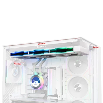Imagen 3 de Lian Li Hydroshift II 360 TL RGB Liquid CPU Cooler White, Model HS2LCD36TW, 360 mm AIO, 3x 120 mm RGB Fans, 2.1 Inch IPS LCD Display