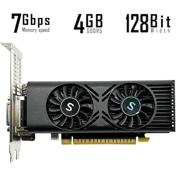 Imagen 2 de SAPLOS NVIDIA GeForce GTX 1050 Tarjeta Gráfica para PC, 4GB GDDR5 128-bit, HDMI DisplayPort DVI-D, GPU de Computadora, Tarjeta de Video para Juegos, PCI Express x16, DirectX 12