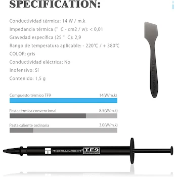 Imagen 4 de Thermalright TF9 1.5 g Pasta Térmica Disipador Compuesto, 1.5 Gramos (TF9 1.5 g)