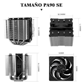 Imagen 5 de Thermalright Peerless Assassin 90 SE CPU Air Cooler, Modelo PA90SE, 110mm de Altura, Negro, Serie Peerless Assassin, para AMD AM4/AM5 e Intel LGA 1851/1700/1150/1151/1200
