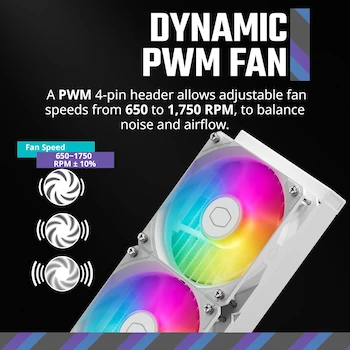 Imagen 5 de Enfriamiento Líquido AIO CPU Cooler Master MasterLiquid 360L Core ARGB Blanco, Modelo MLW-D36M-A18PZ-RW, Radiador 360mm Aluminio, 3 Ventiladores 120mm ARGB, Bomba Dual Chamber Gen S, Compatibilidad Intel LGA 1700/1200/115x y AMD AM5/AM4