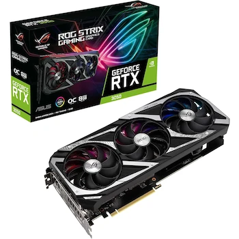 Imagen de referencia para Tarjeta gráfica ASUS ROG Strix NVIDIA GeForce RTX 3050 OC Edition, Modelo ROG-STRIX-RTX3050-O8G-GAMING, 8GB GDDR6, Puertos HDMI 2.1 y DisplayPort 1.4a, Slot 2.7, Color Negro, PCIe 4.0