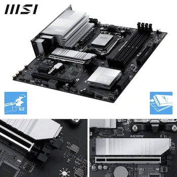 Imagen 3 de MSI PRO B850M-A WiFi Motherboard, mATX Form Factor, Silver-White Color, PRO Series, AM5 Socket, AMD B850 Chipset, DDR5 Memory, Model B0FC97YJBR, Size 244mm x 244mm