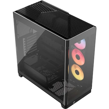 Imagen de referencia para Corsair FRAME 4500X RS-R ARGB Caja de PC Semitorre con Cristal Panorámico, Negro, Modelo CC-9011314-WW, Dimensiones 478x246x499 mm, Peso 11.58 kg, Capacidad para Dos Radiadores de 360 mm, Incluye 3 Ventiladores RS120R ARGB 120mm